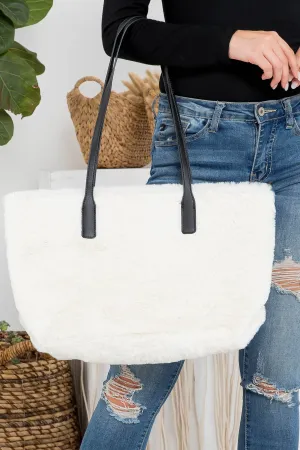 FAUX FUR TOTE BAG