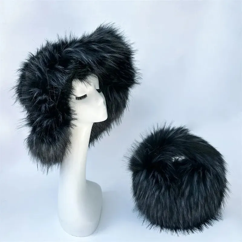 Faux Racoon Fur Bucket Hat