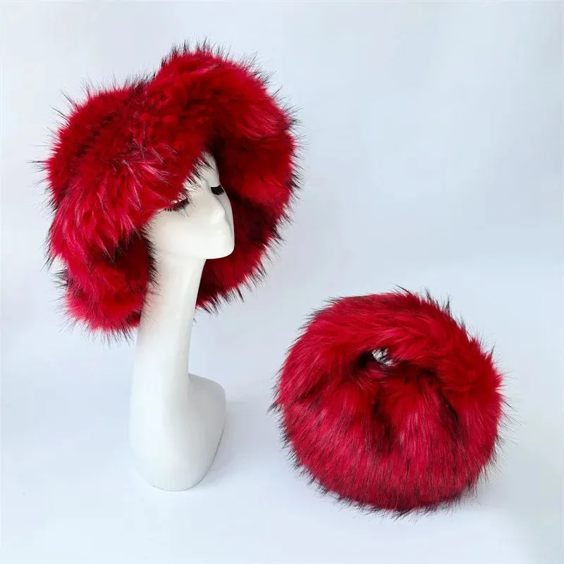 Faux Racoon Fur Bucket Hat