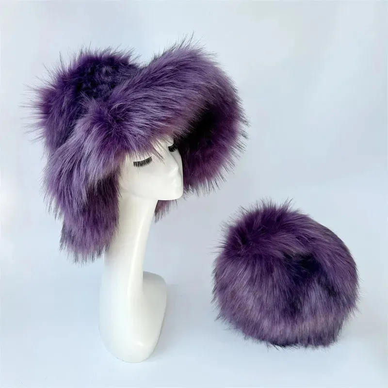 Faux Racoon Fur Bucket Hat