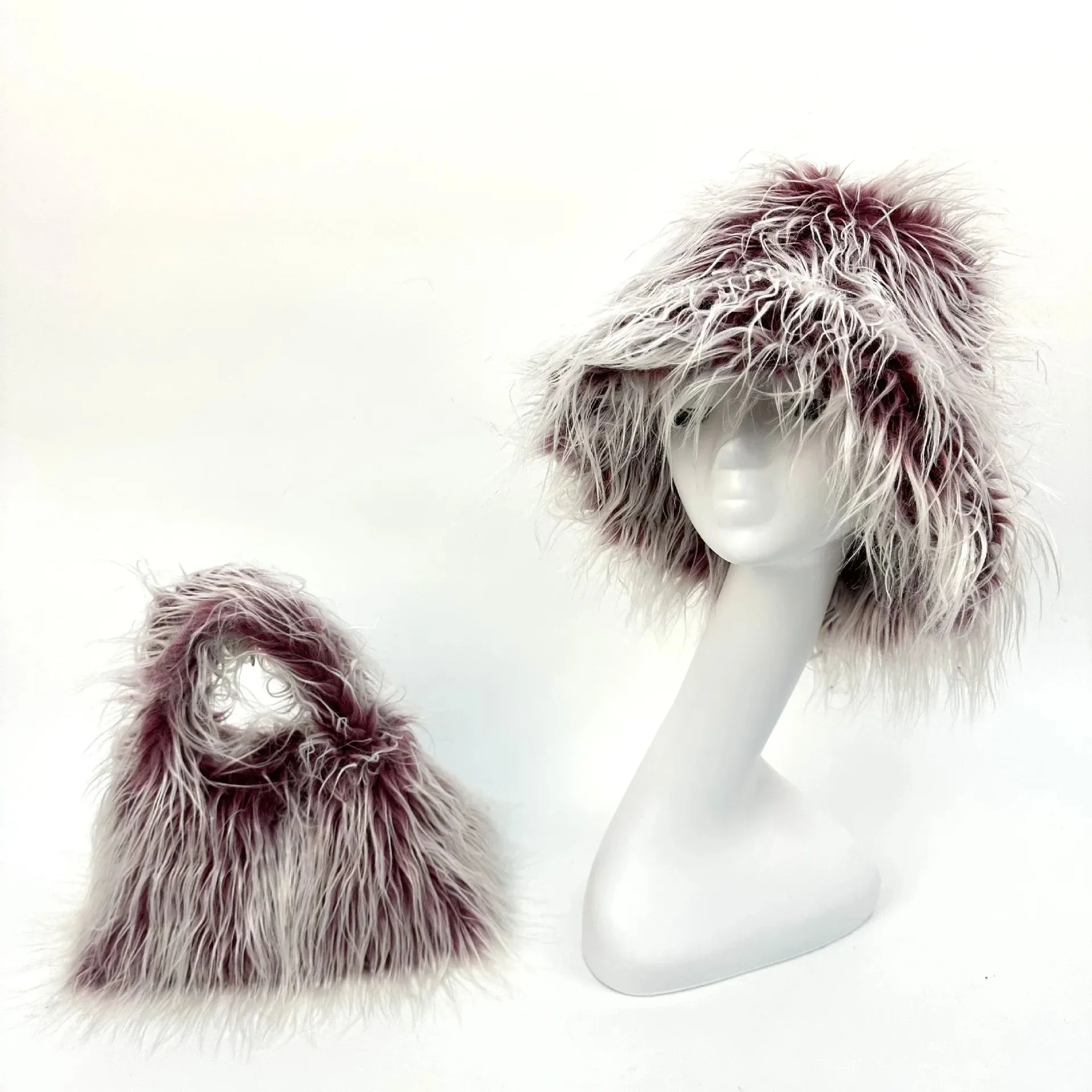 Faux Racoon Fur Bucket Hat