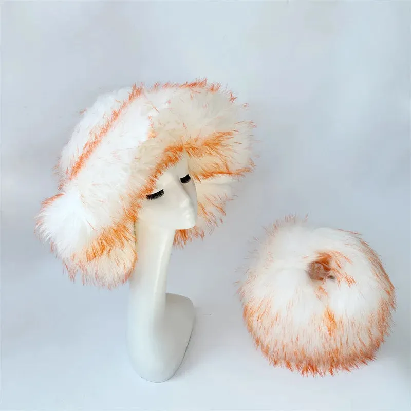 Faux Racoon Fur Bucket Hat