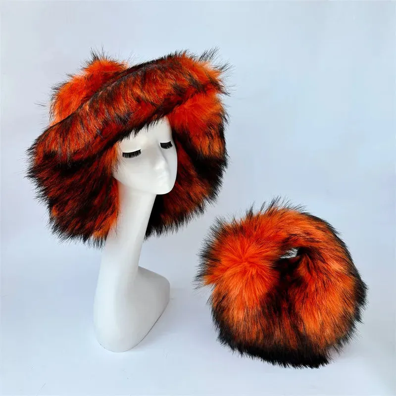 Faux Racoon Fur Bucket Hat