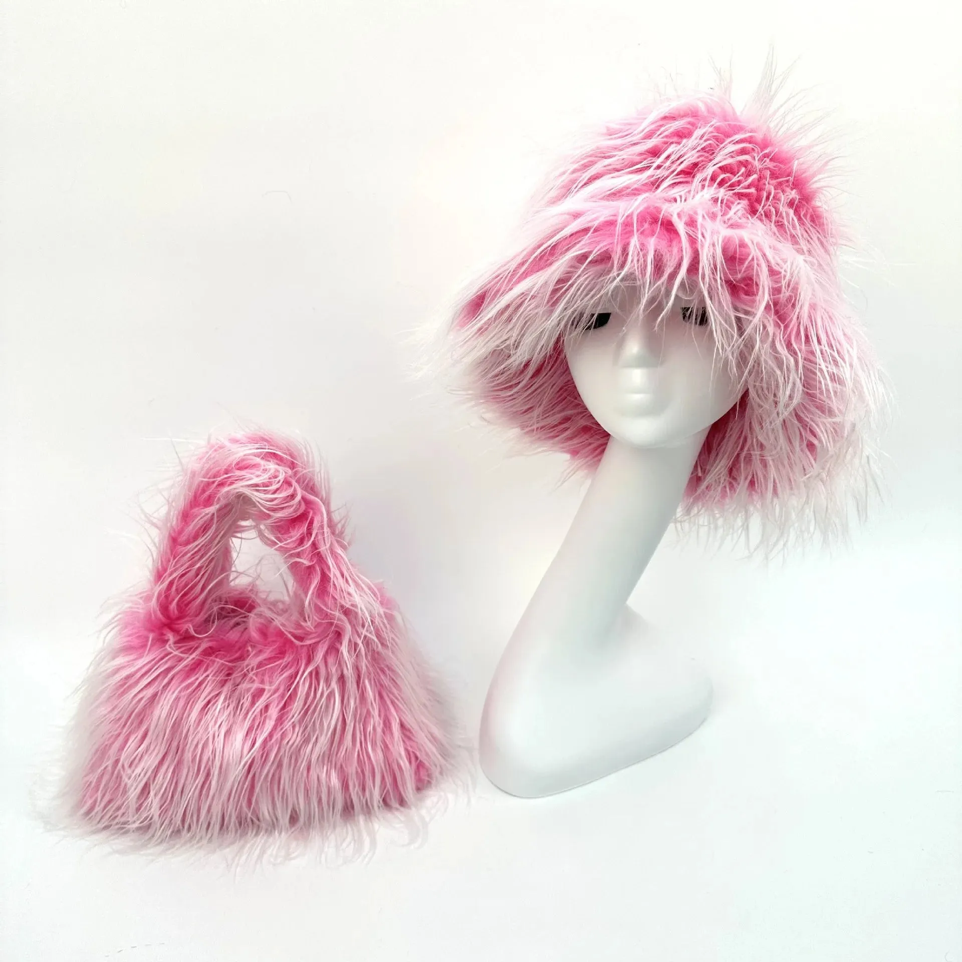 Faux Racoon Fur Bucket Hat