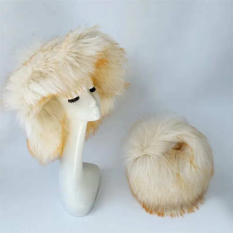 Faux Racoon Fur Bucket Hat