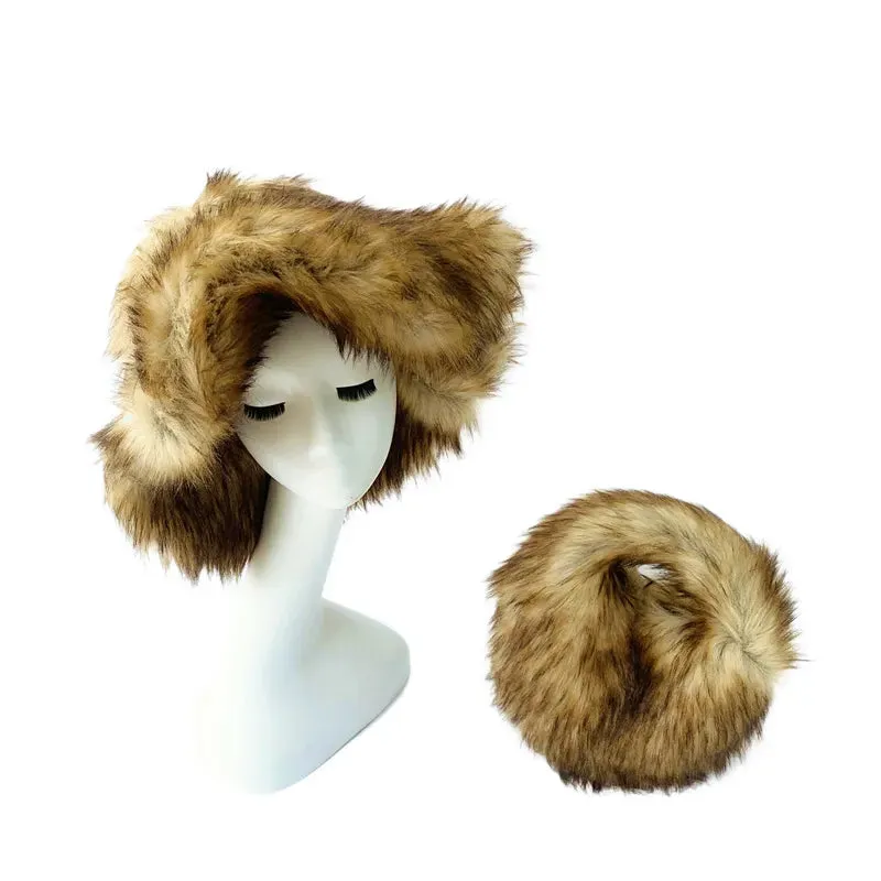 Faux Racoon Fur Bucket Hat