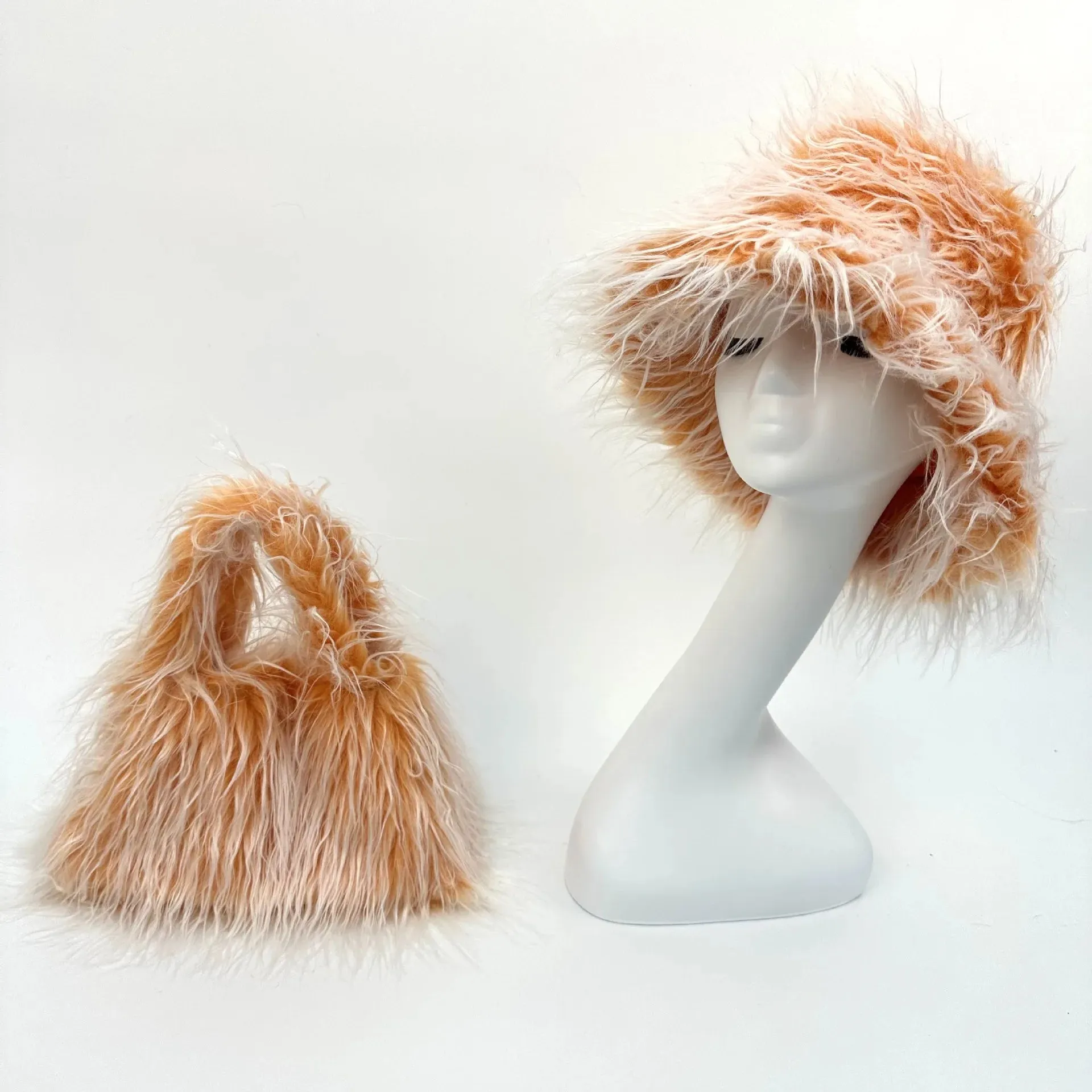 Faux Racoon Fur Bucket Hat