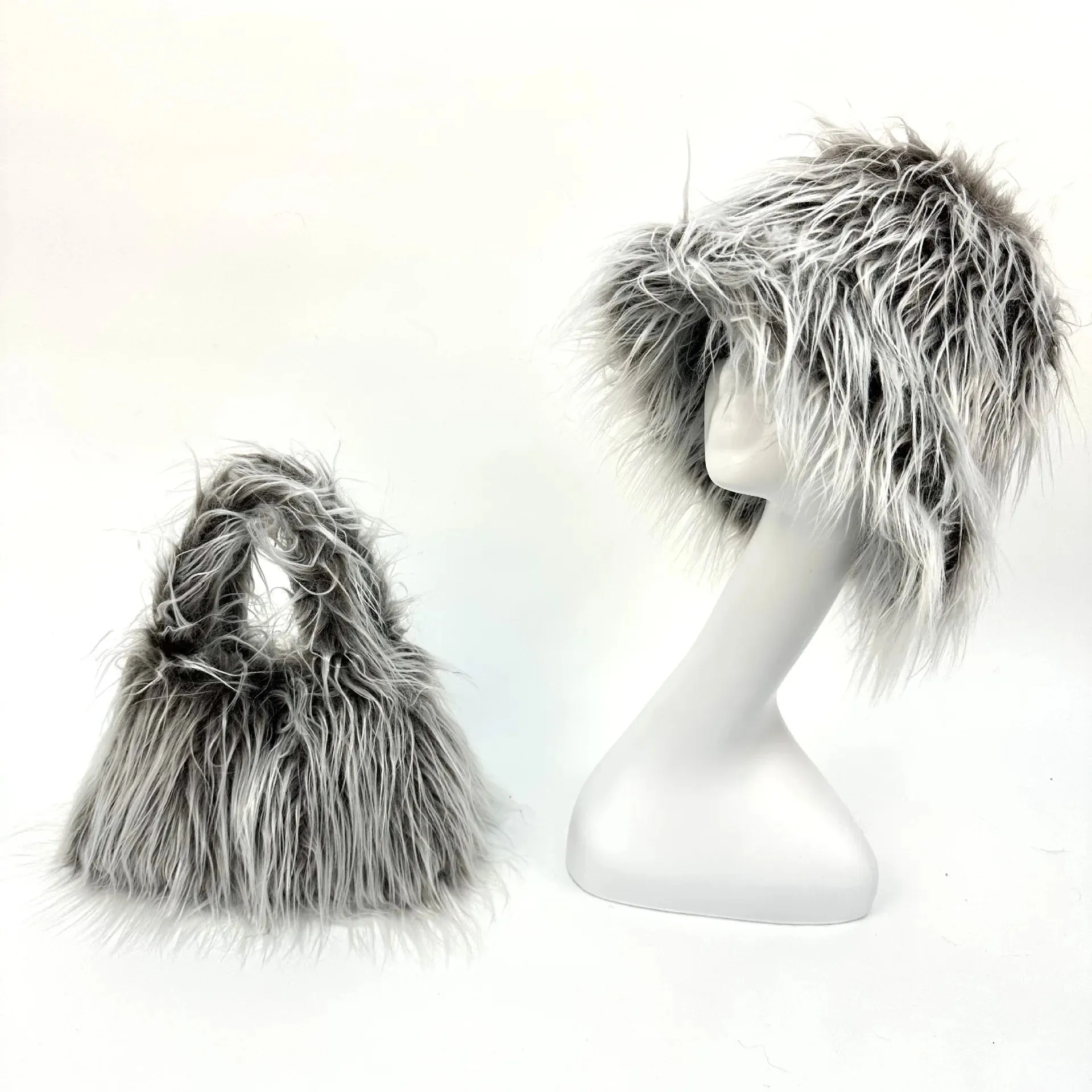 Faux Racoon Fur Bucket Hat