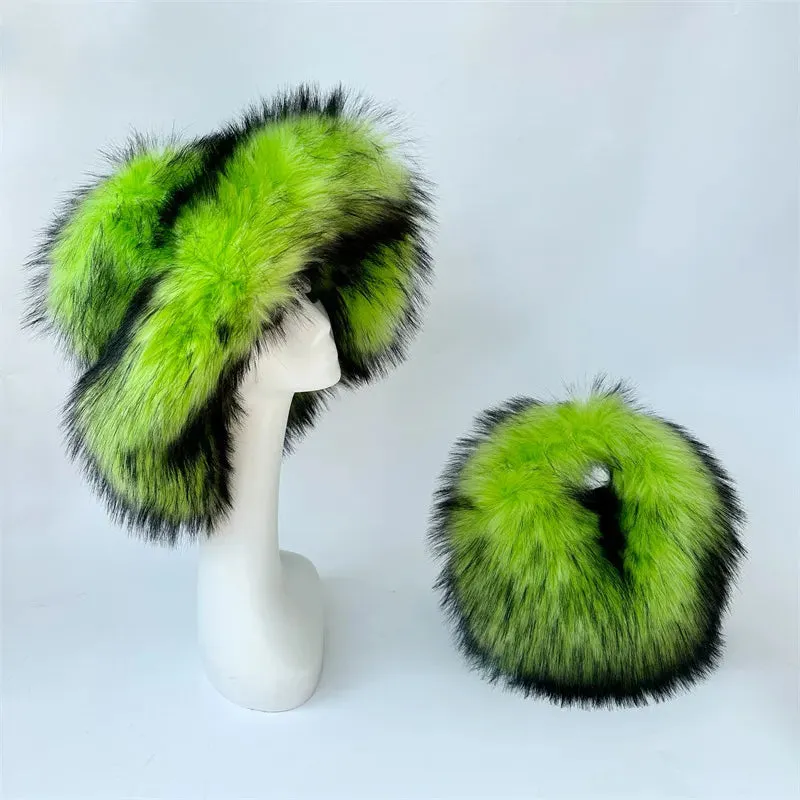 Faux Racoon Fur Bucket Hat