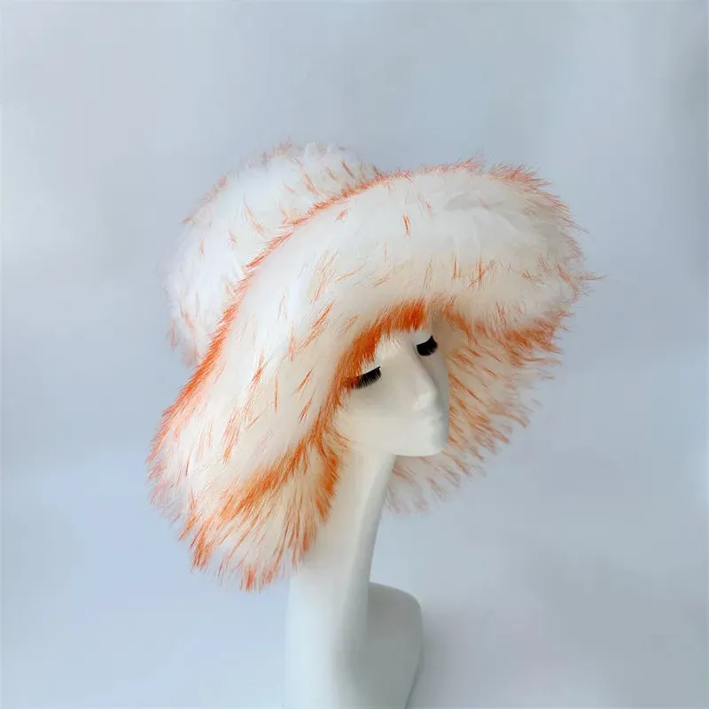 Faux Racoon Fur Bucket Hat