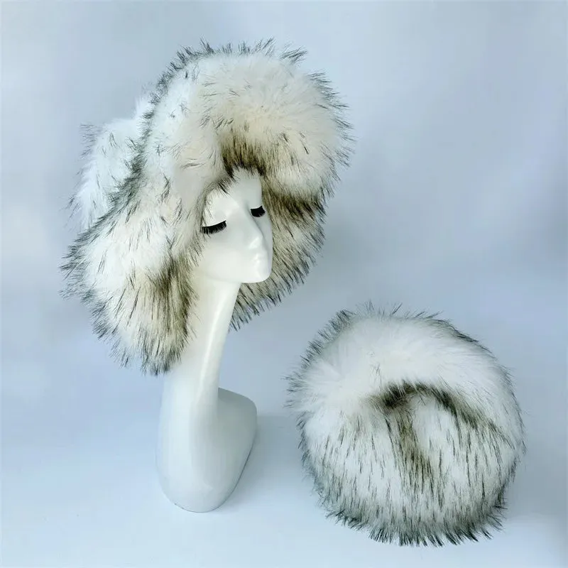 Faux Racoon Fur Bucket Hat