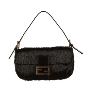 Fendi Black Beaded Baguette