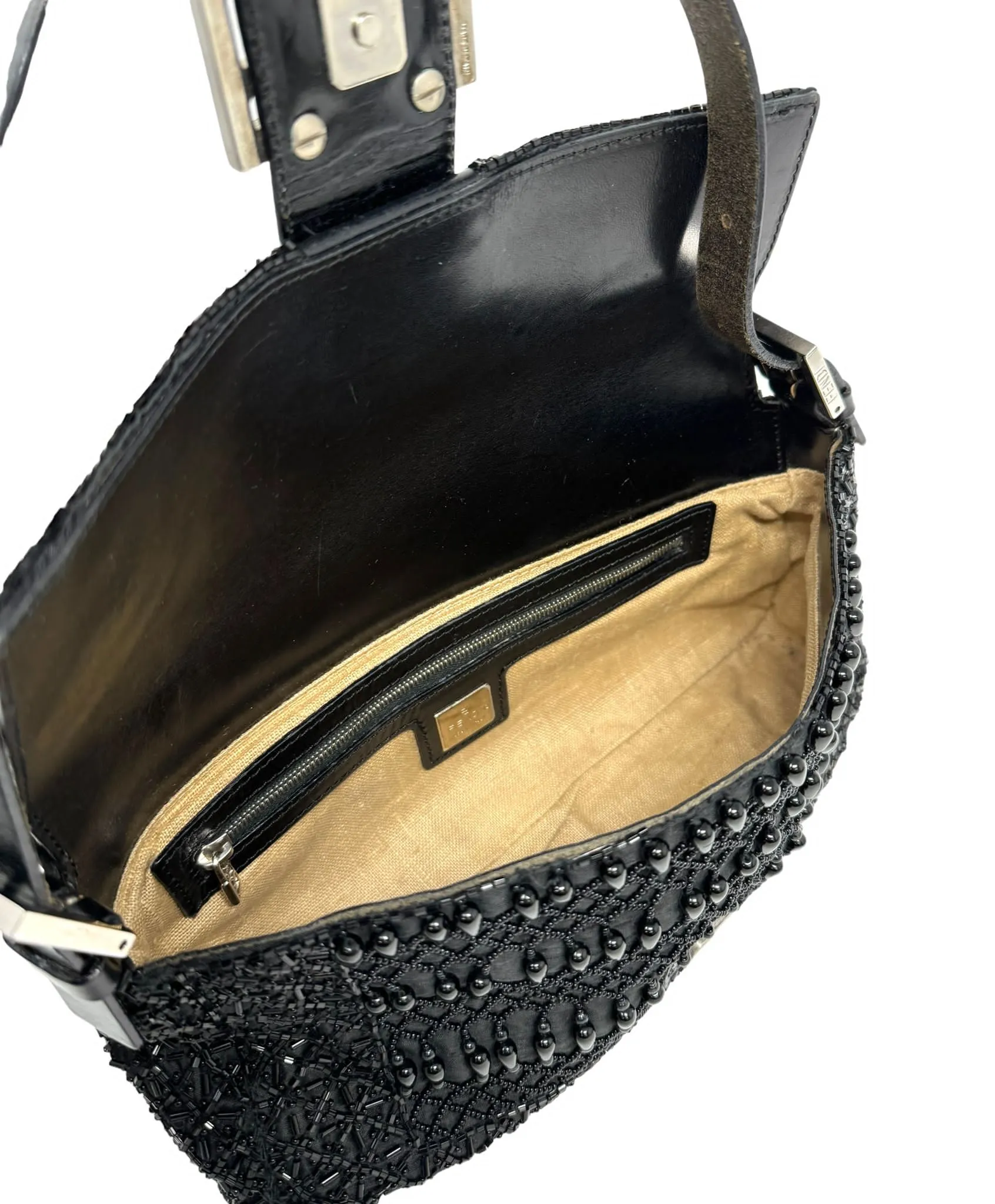 Fendi Black Beaded Baguette