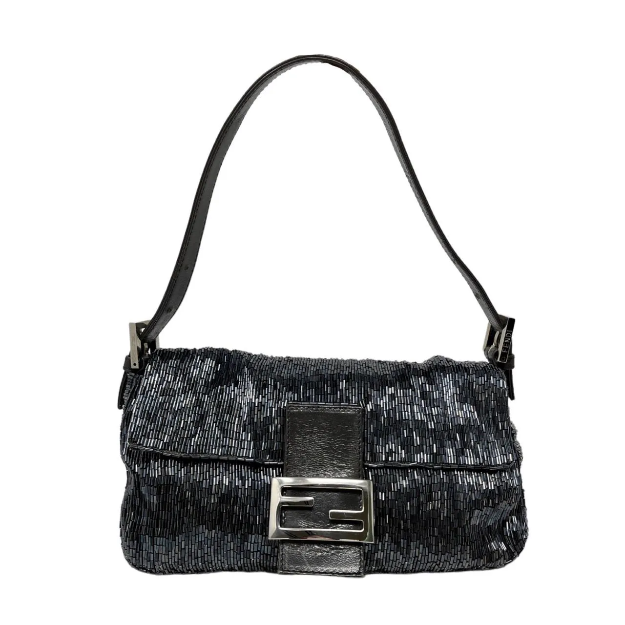 Fendi Black Beaded Baguette