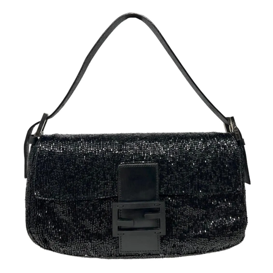 Fendi Black Beaded Baguette