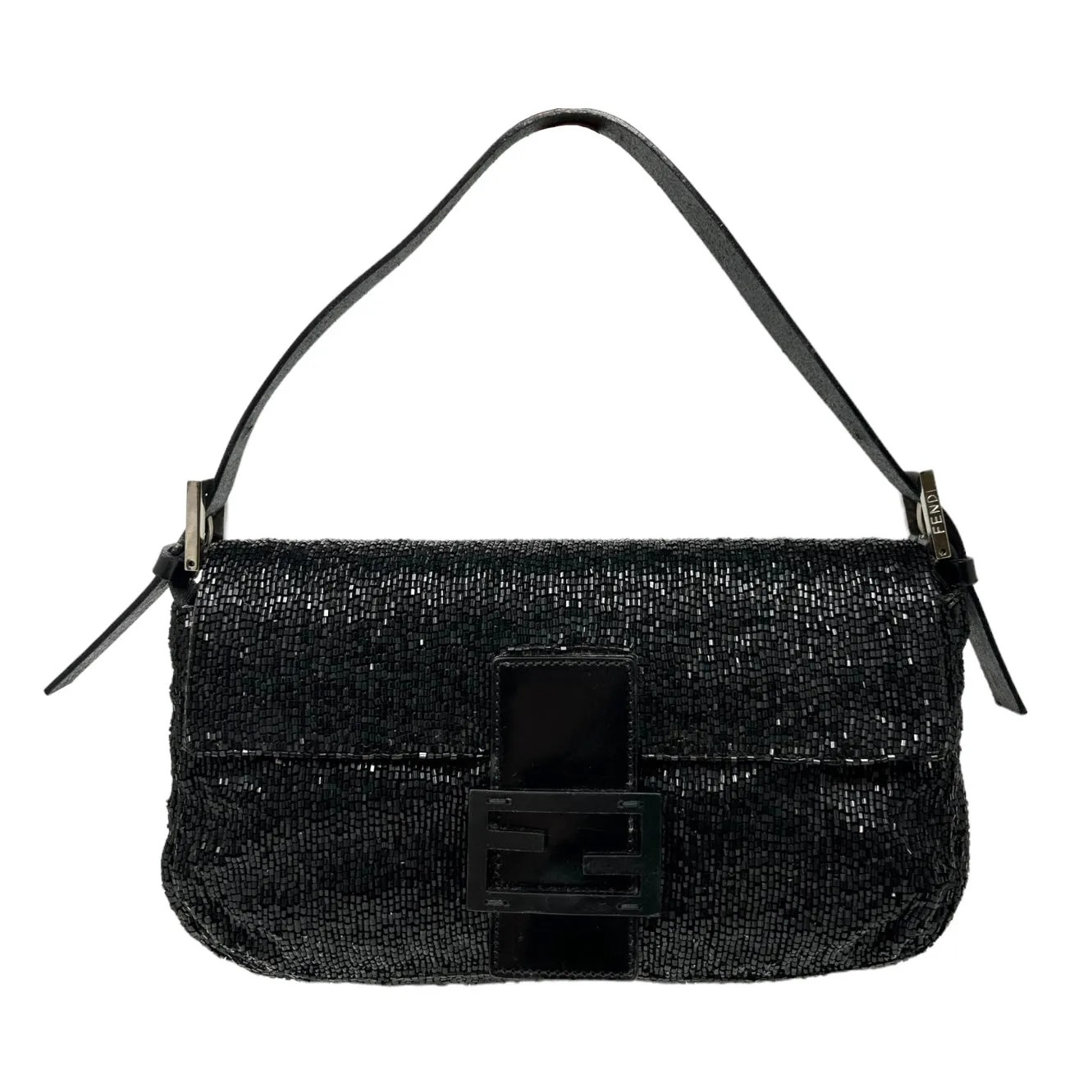 Fendi Black Beaded Baguette