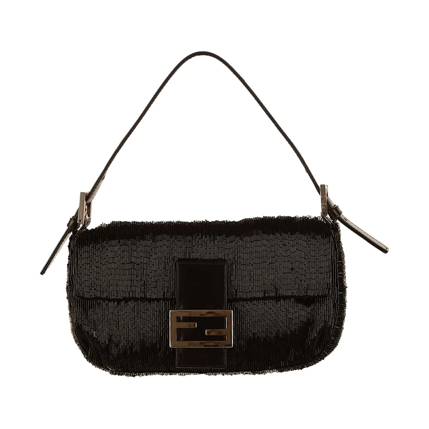 Fendi Black Beaded Baguette