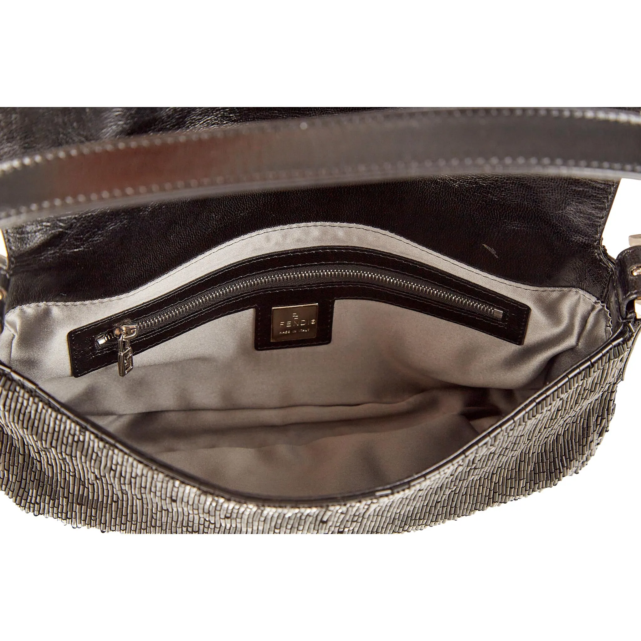 Fendi Black Beaded Baguette