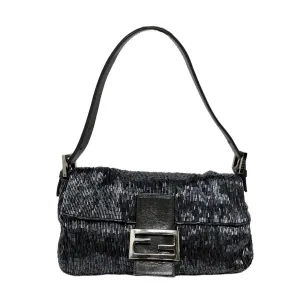 Fendi Black Beaded Baguette