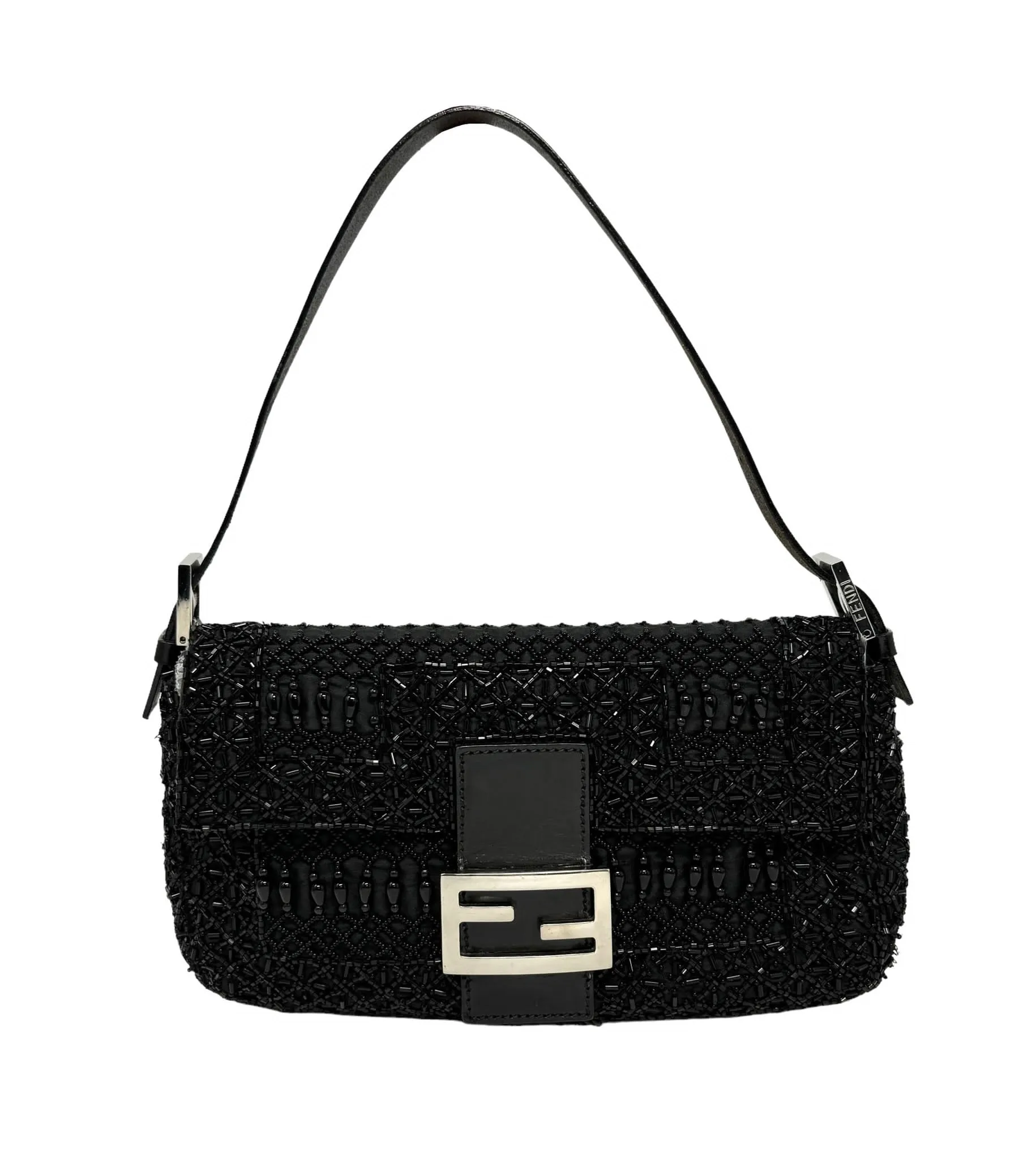 Fendi Black Beaded Baguette