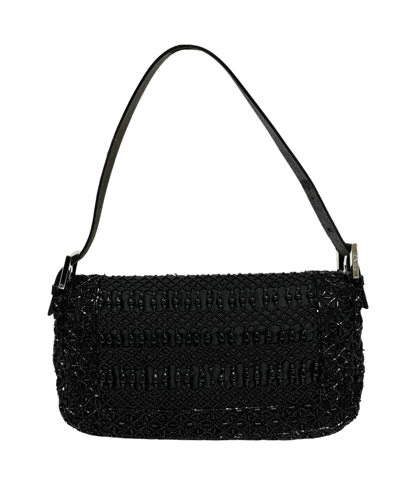 Fendi Black Beaded Baguette