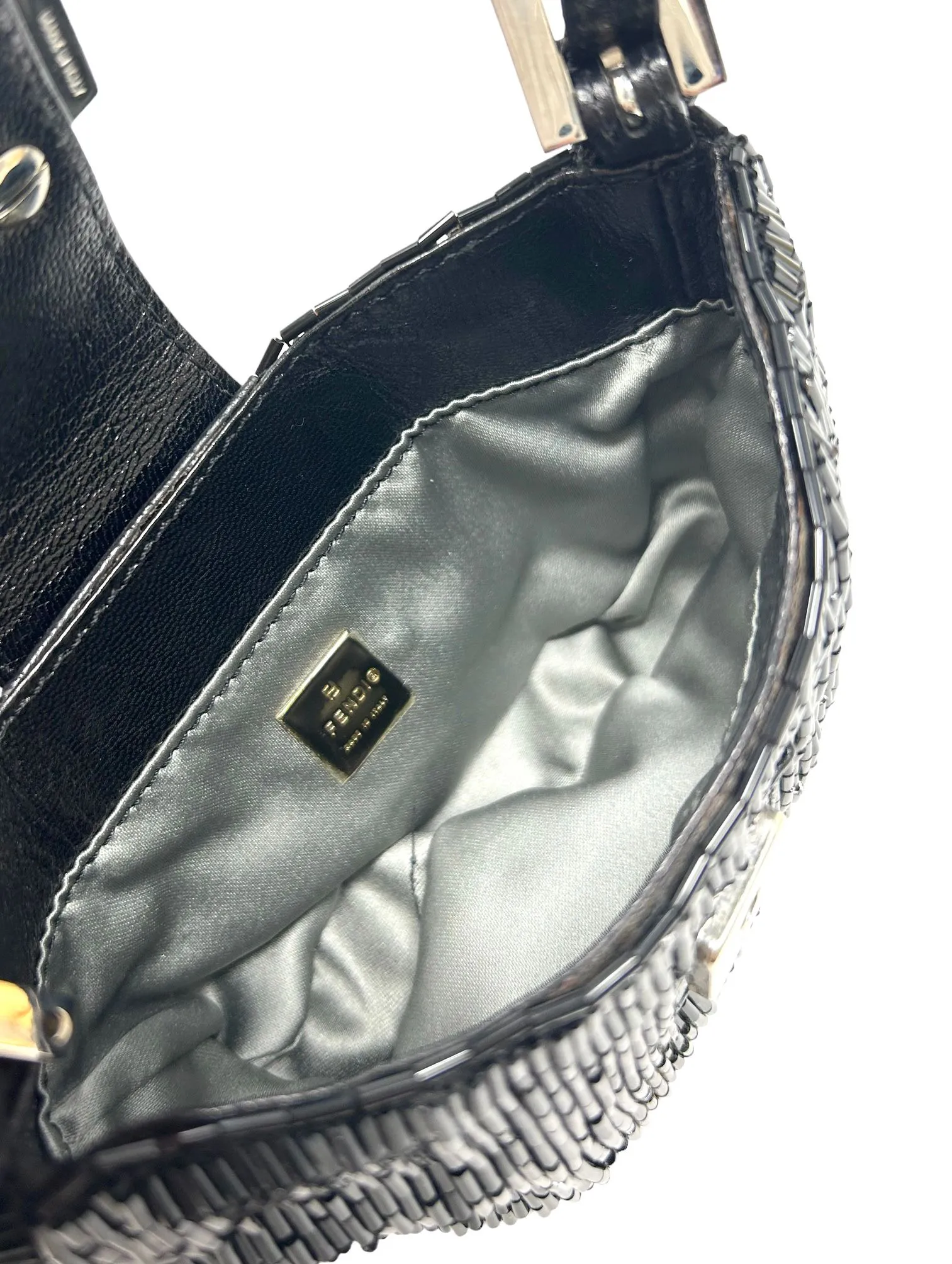Fendi Black Beaded Croissant Bag