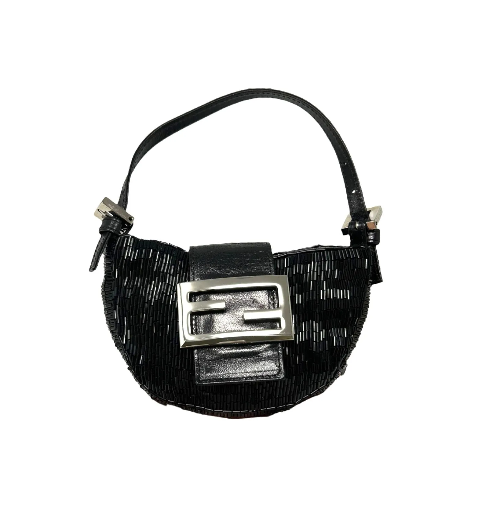 Fendi Black Beaded Croissant Bag