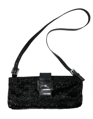 Fendi Black Beaded Crossody Baguette
