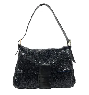 Fendi Black Beaded Mamma Baguette