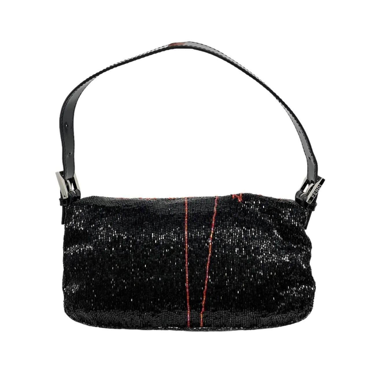 Fendi Black Beaded Scribble Baguette