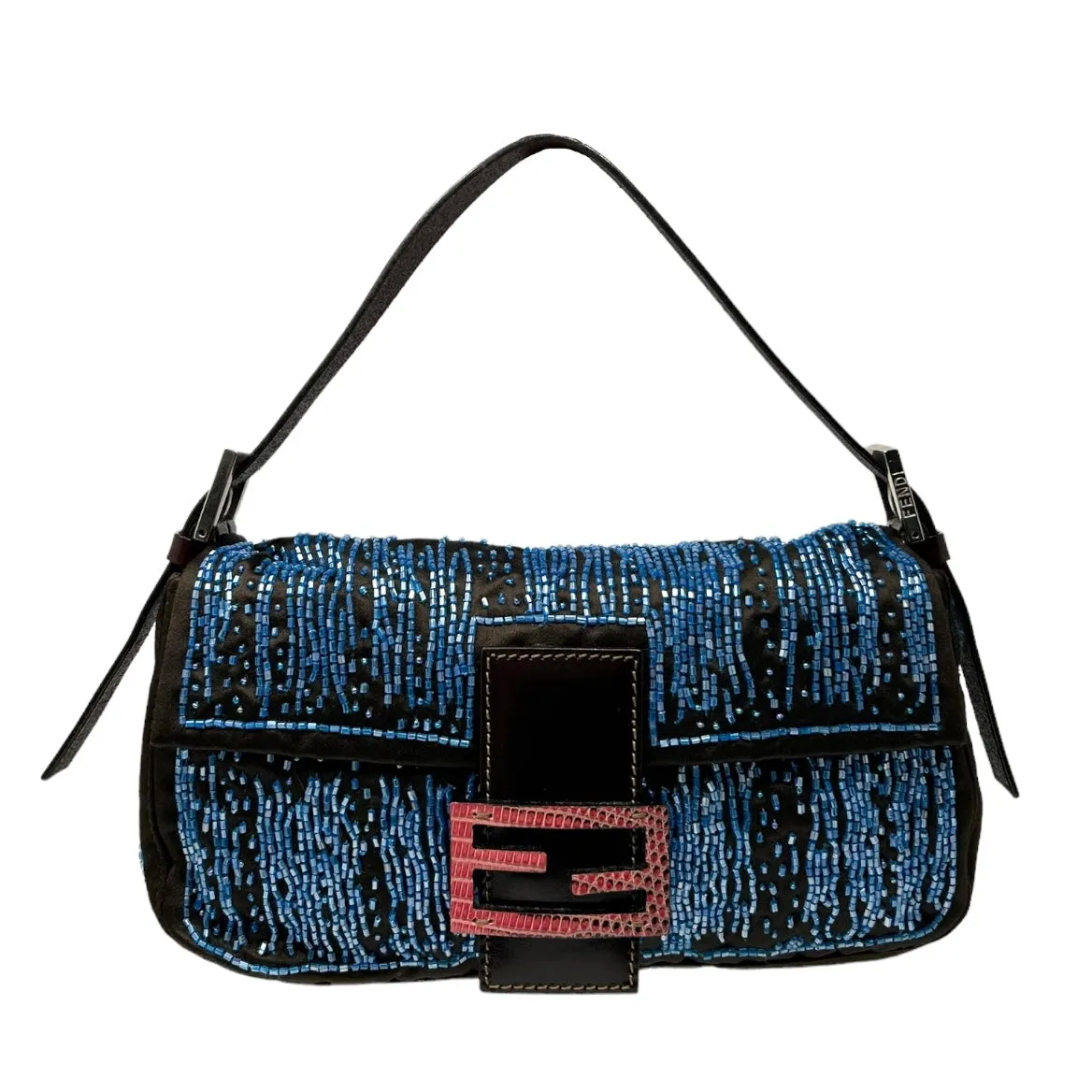 Fendi Blue Beaded Baguette Bag