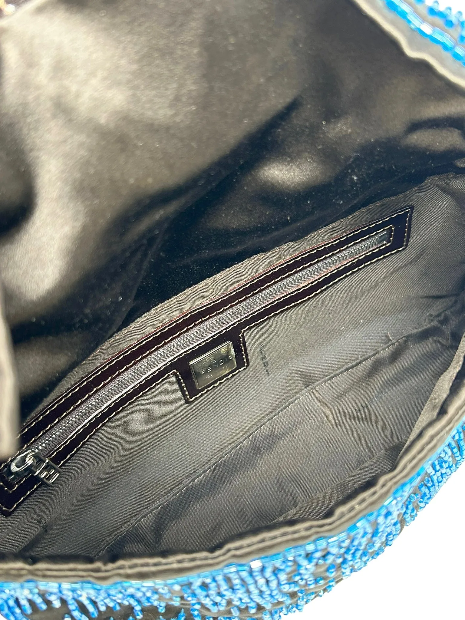 Fendi Blue Beaded Baguette Bag