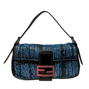 Fendi Blue Beaded Baguette Bag