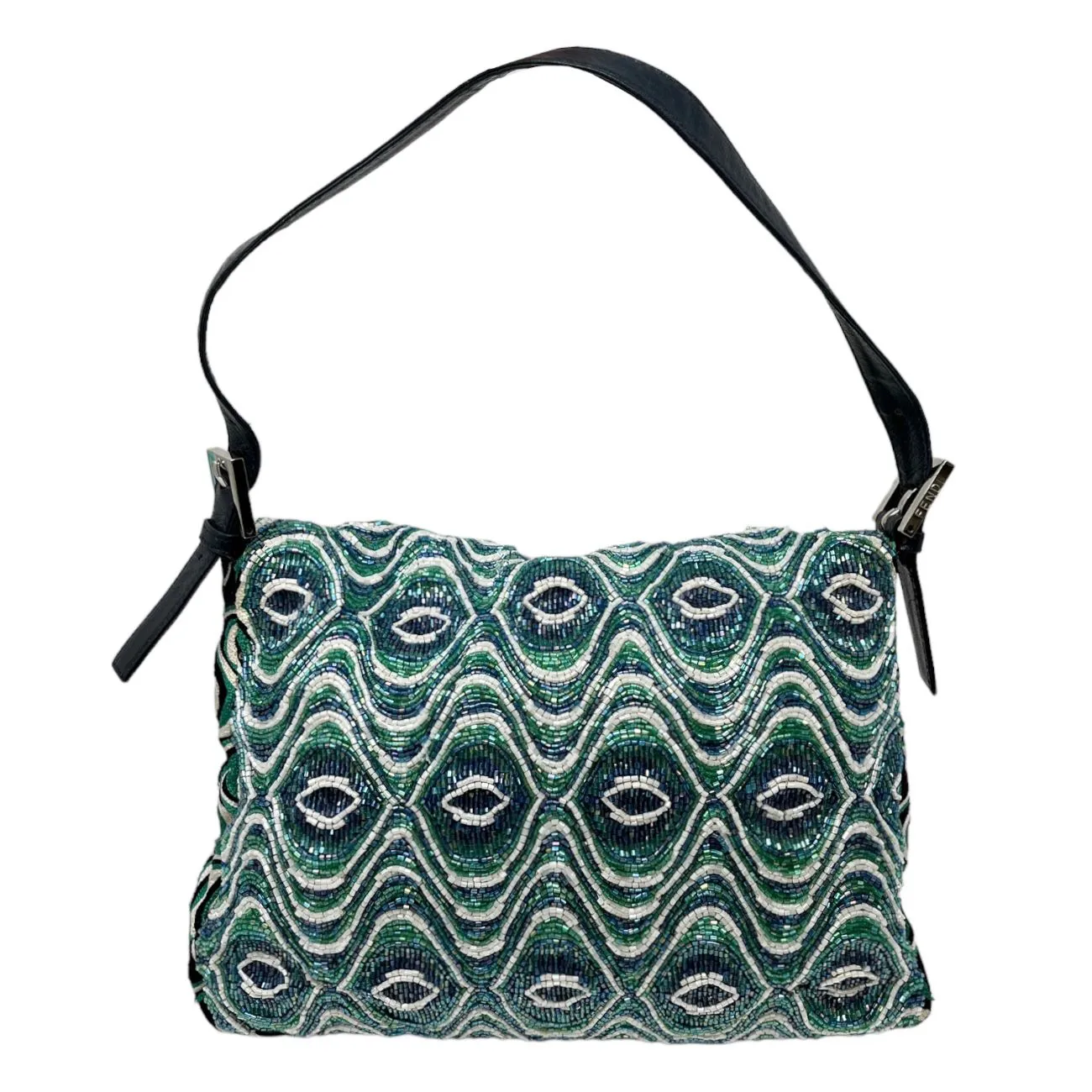 Fendi Blue Beaded Mamma Baguette Bag