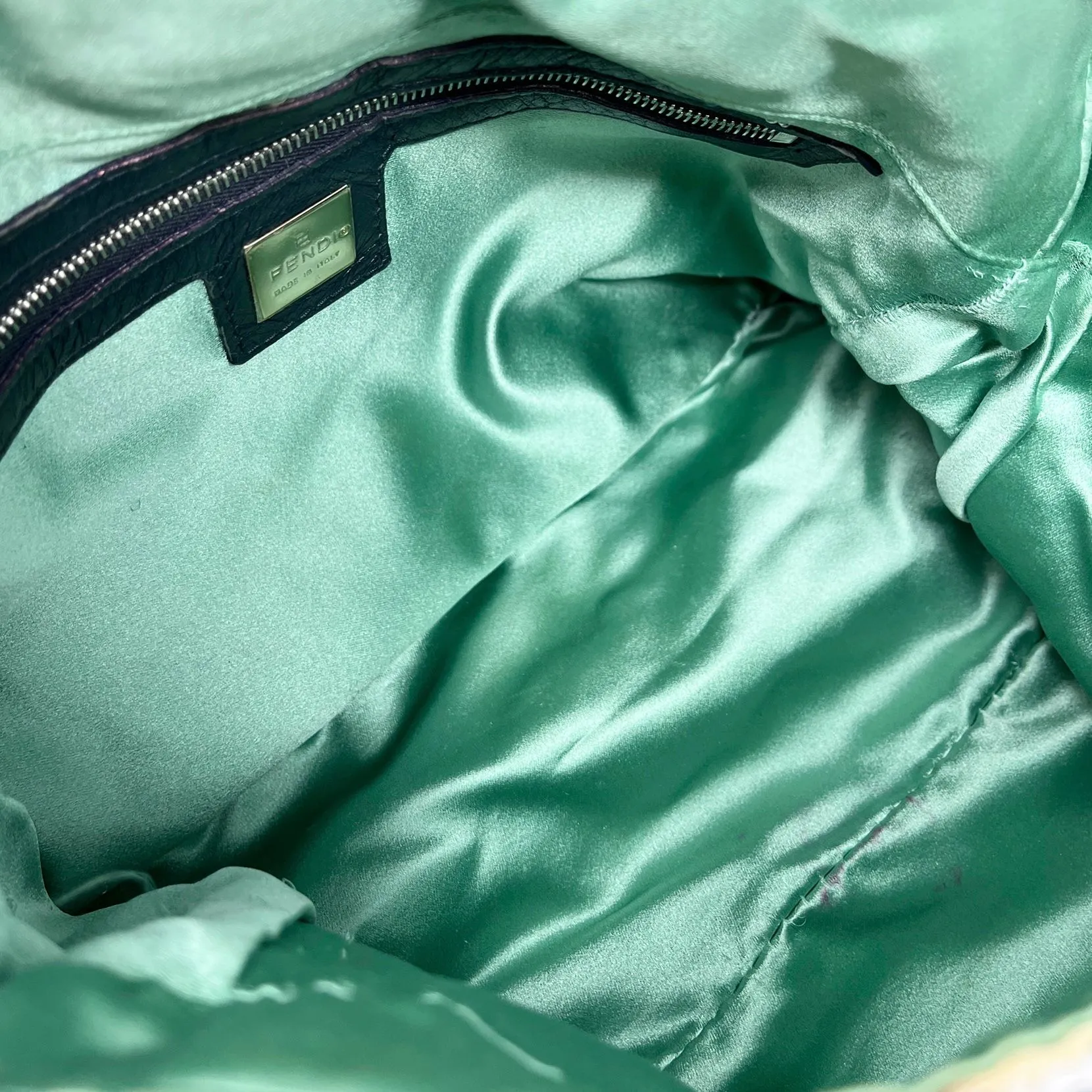 Fendi Blue Beaded Mamma Baguette Bag
