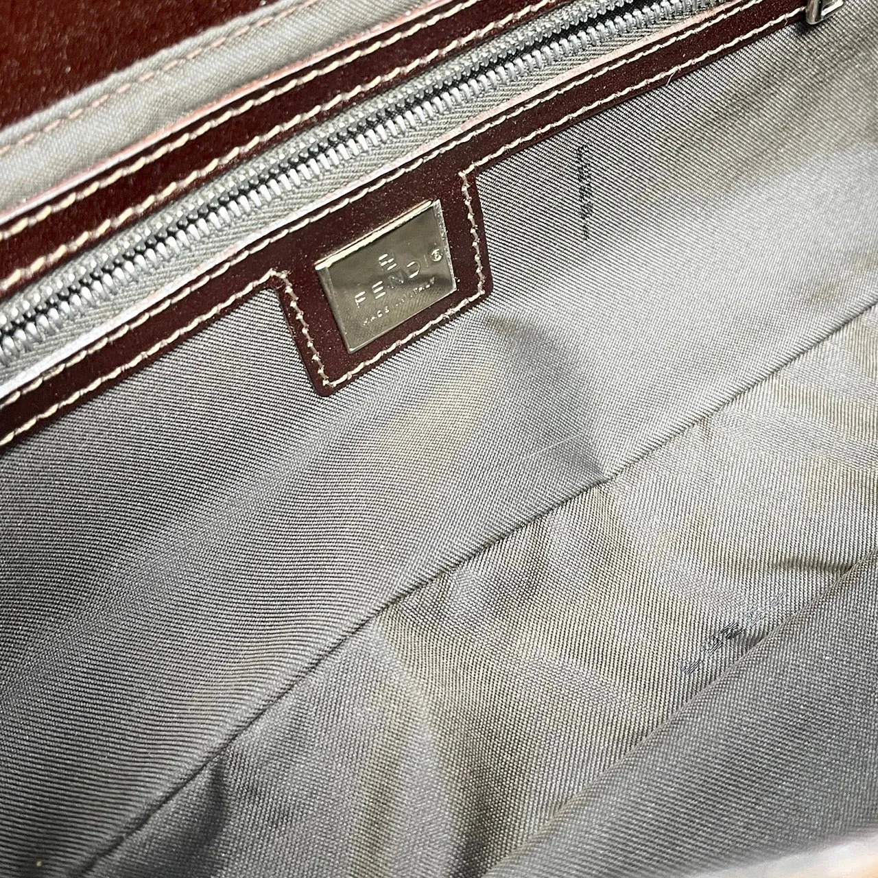 Fendi Brown Beaded Baguette Bag