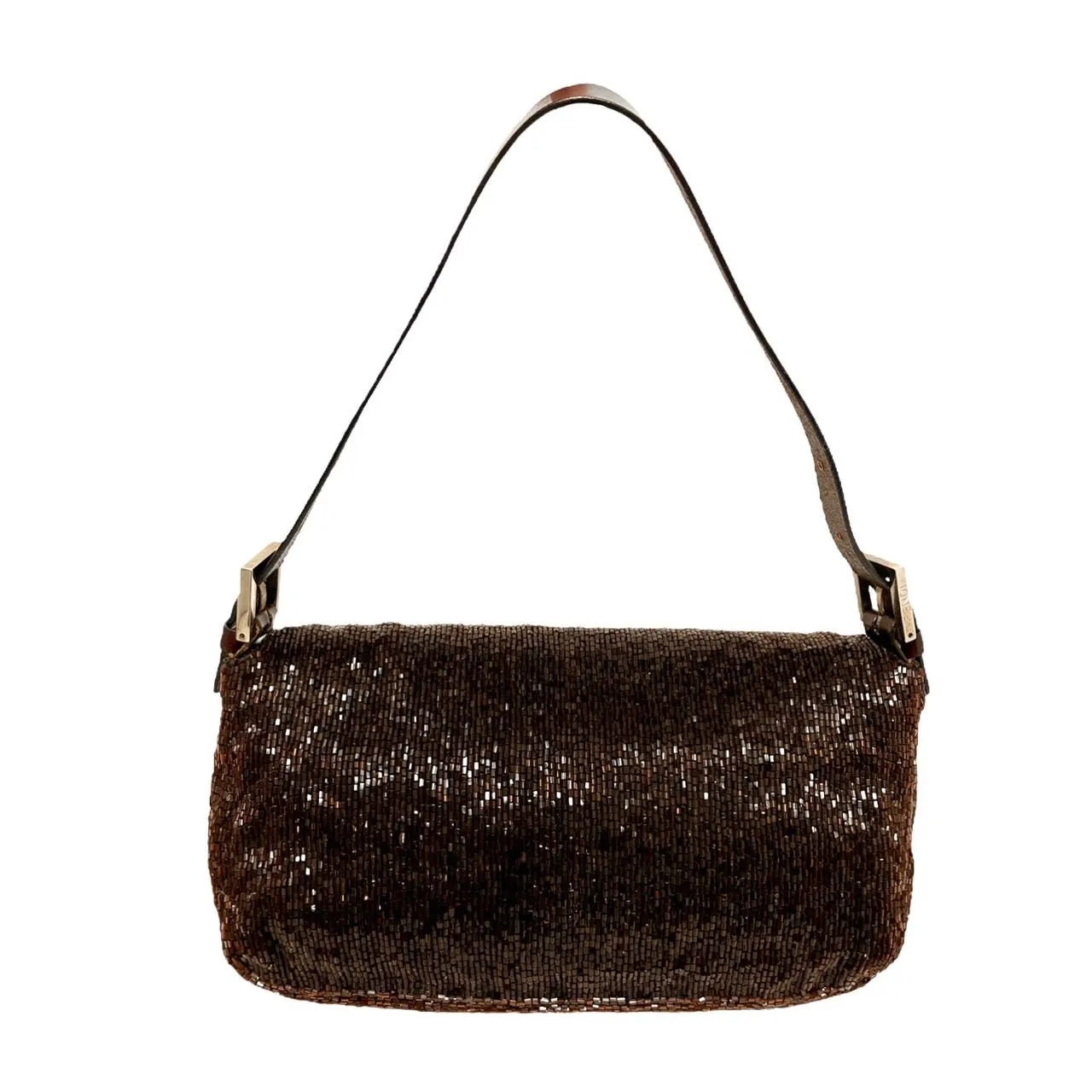 Fendi Brown Beaded Baguette Bag