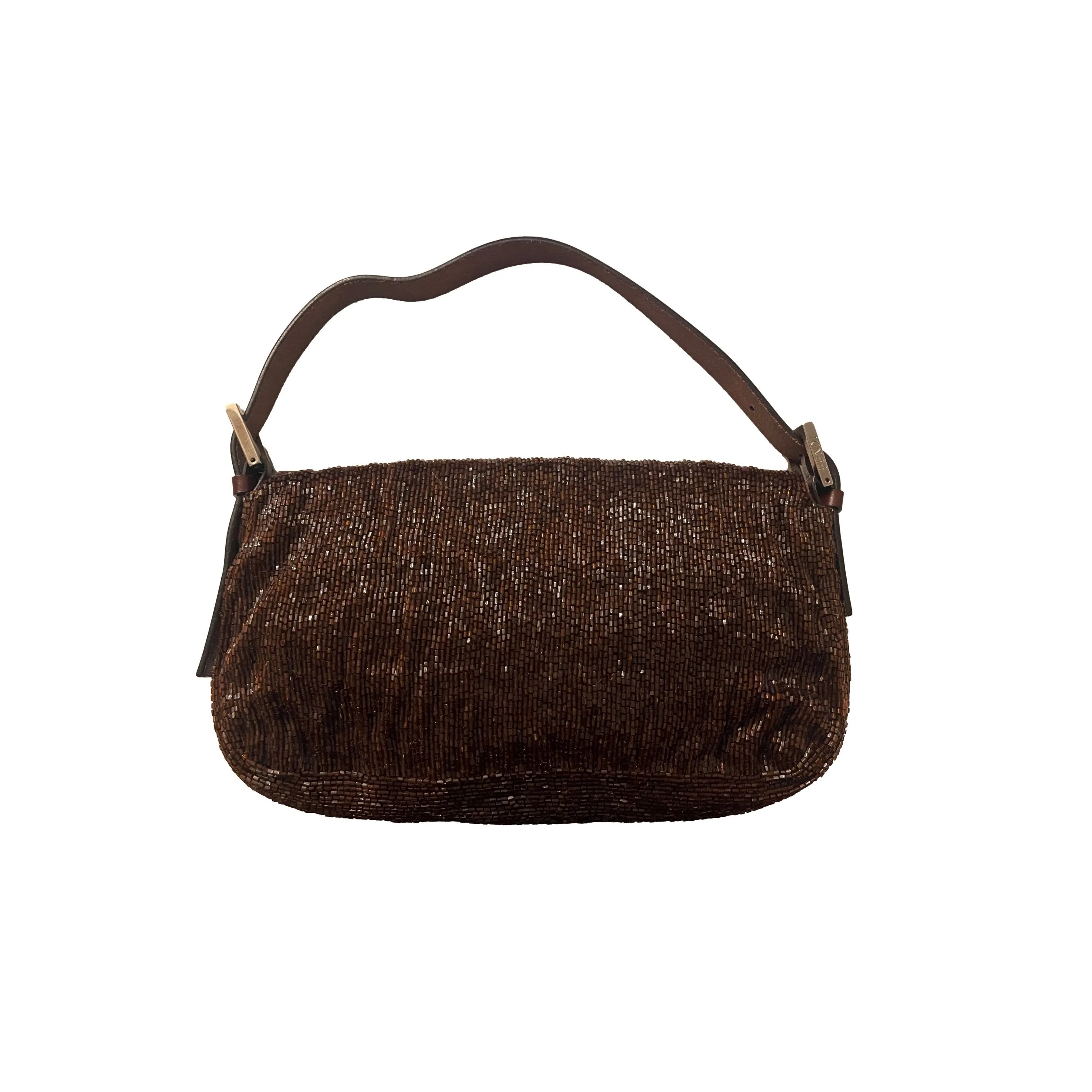 Fendi Brown Beaded Baguette Bag