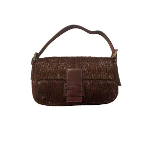 Fendi Brown Beaded Baguette Bag