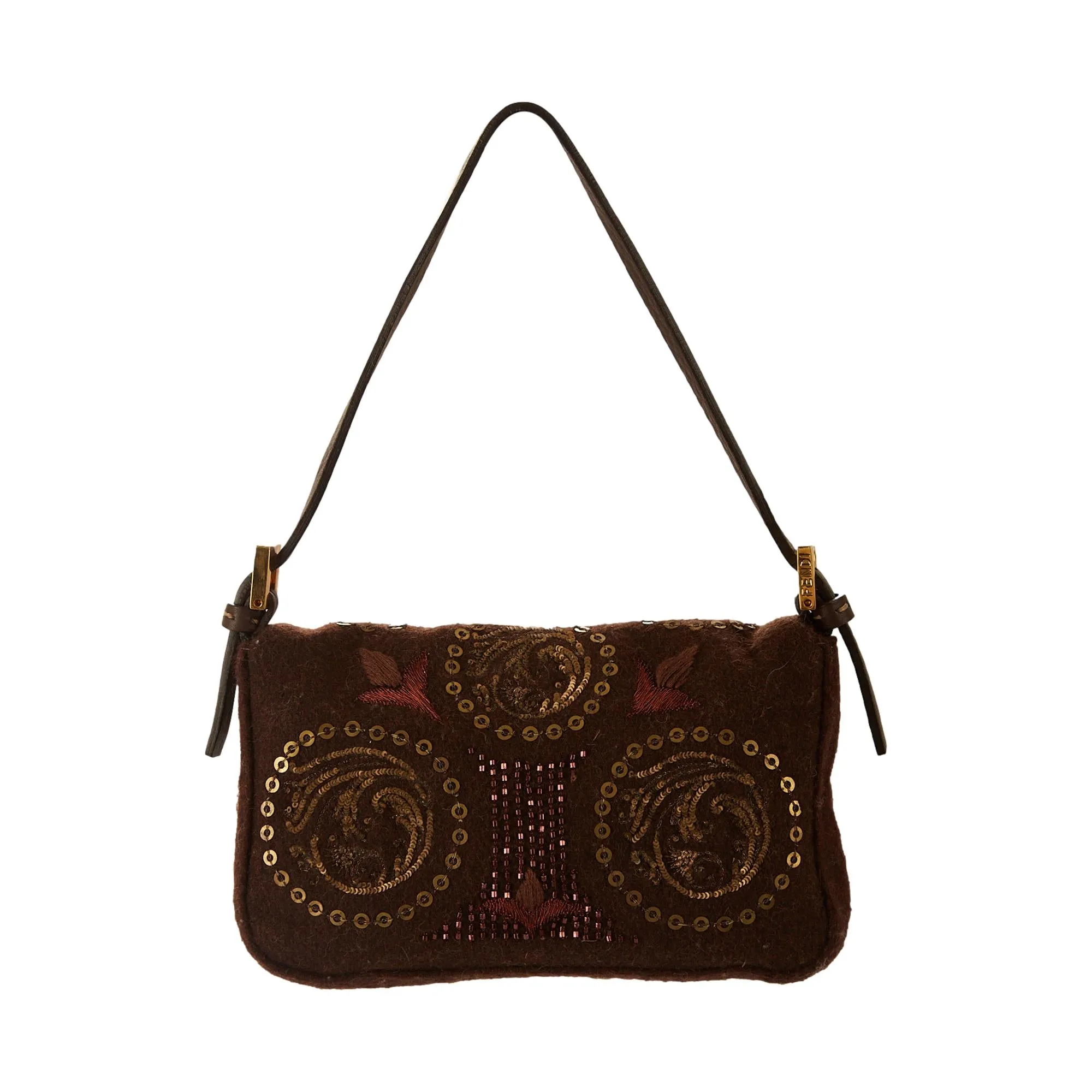 Fendi Brown Sequin Baguette
