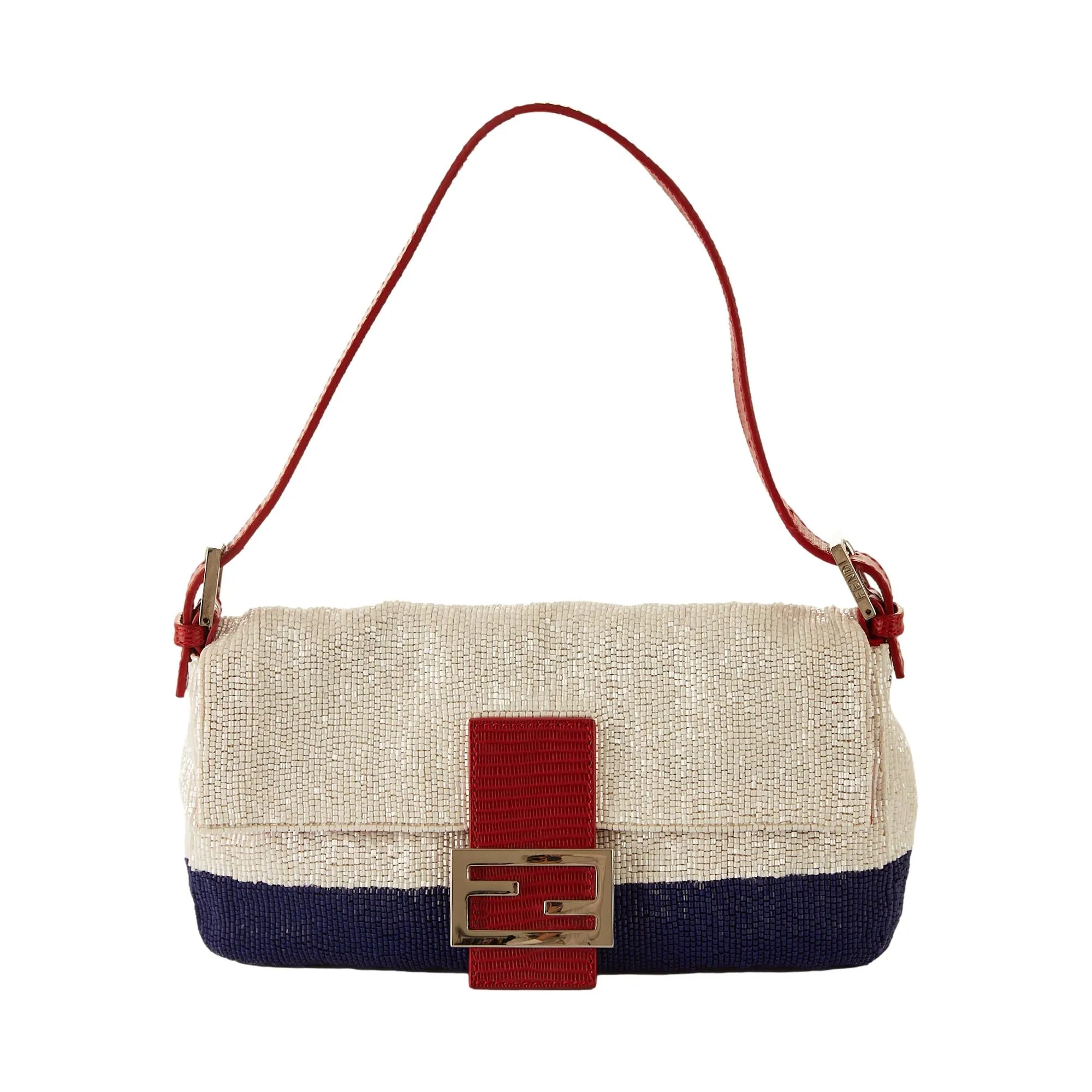 Fendi Color Block Beaded Baguette