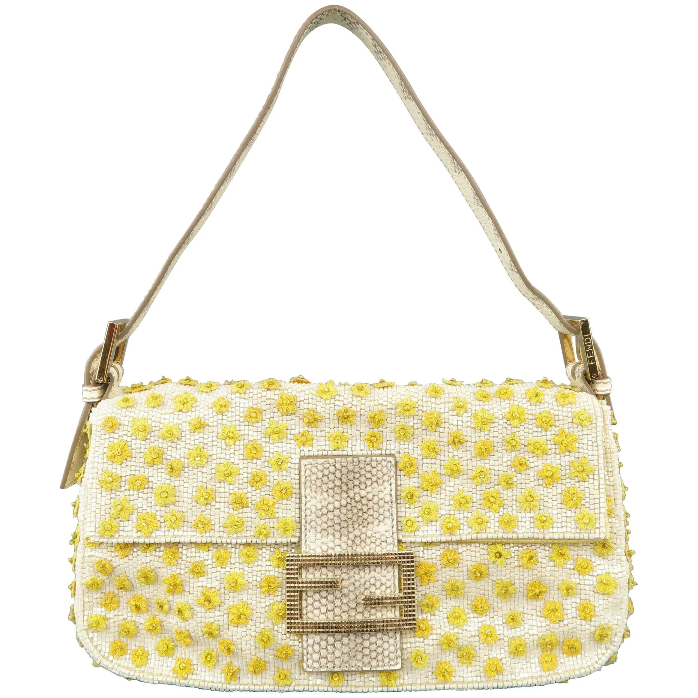 Fendi Daisy Beaded Baguette Bag