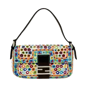 Fendi Multicolor Beaded Mirror Baguette Bag