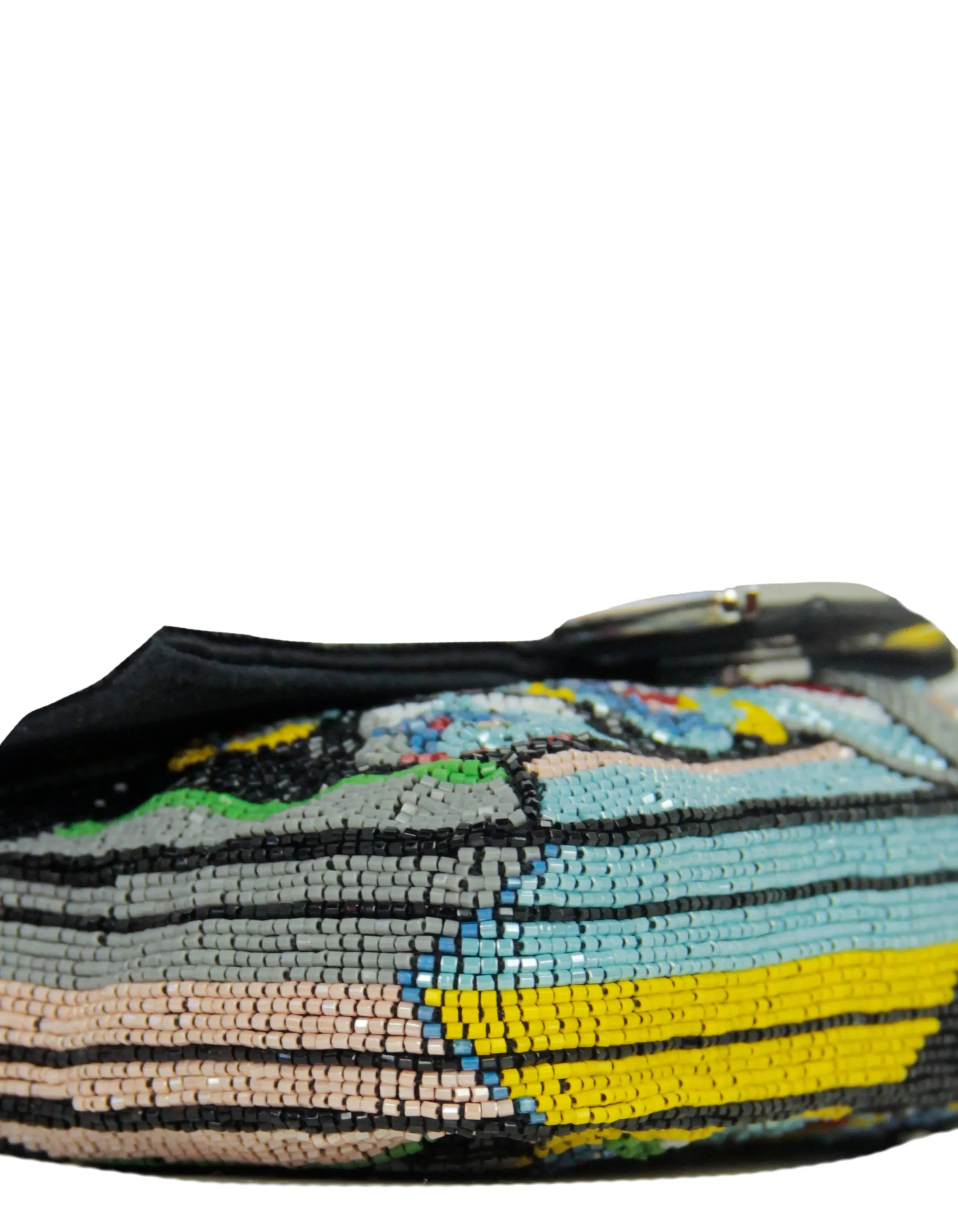 Fendi NWT Floral Beaded Micro Mini Baguette Crossbody Bag