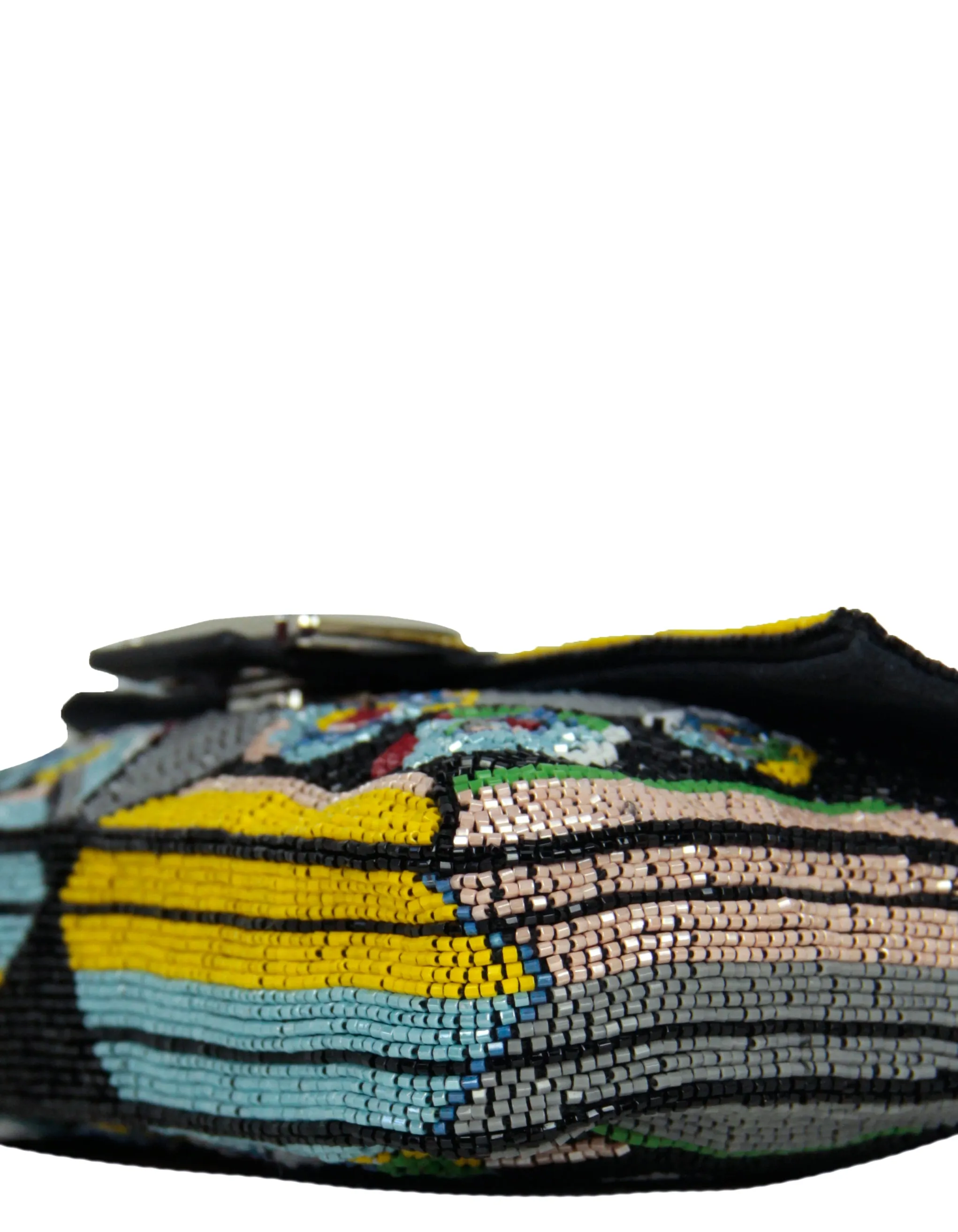 Fendi NWT Floral Beaded Micro Mini Baguette Crossbody Bag