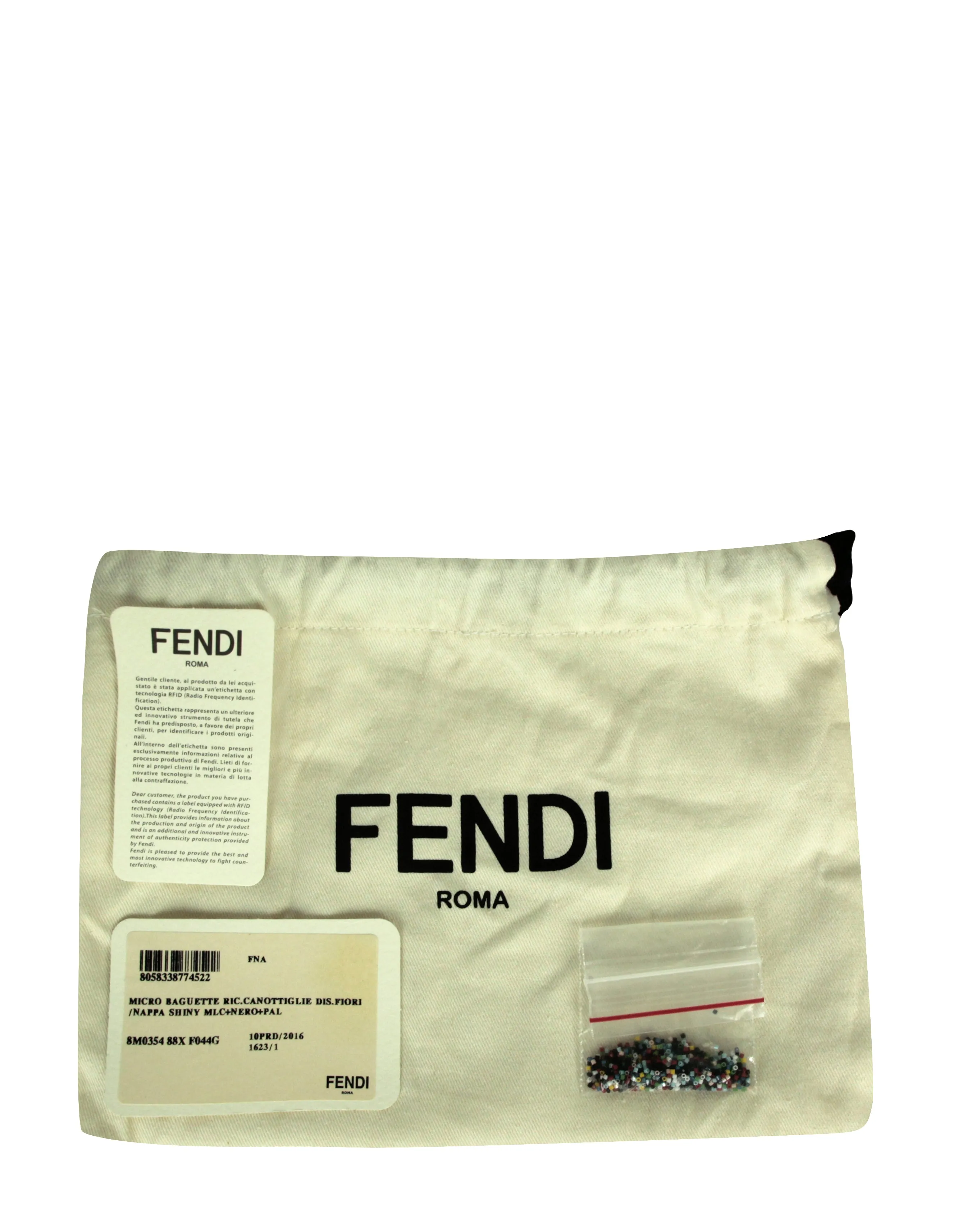 Fendi NWT Floral Beaded Micro Mini Baguette Crossbody Bag