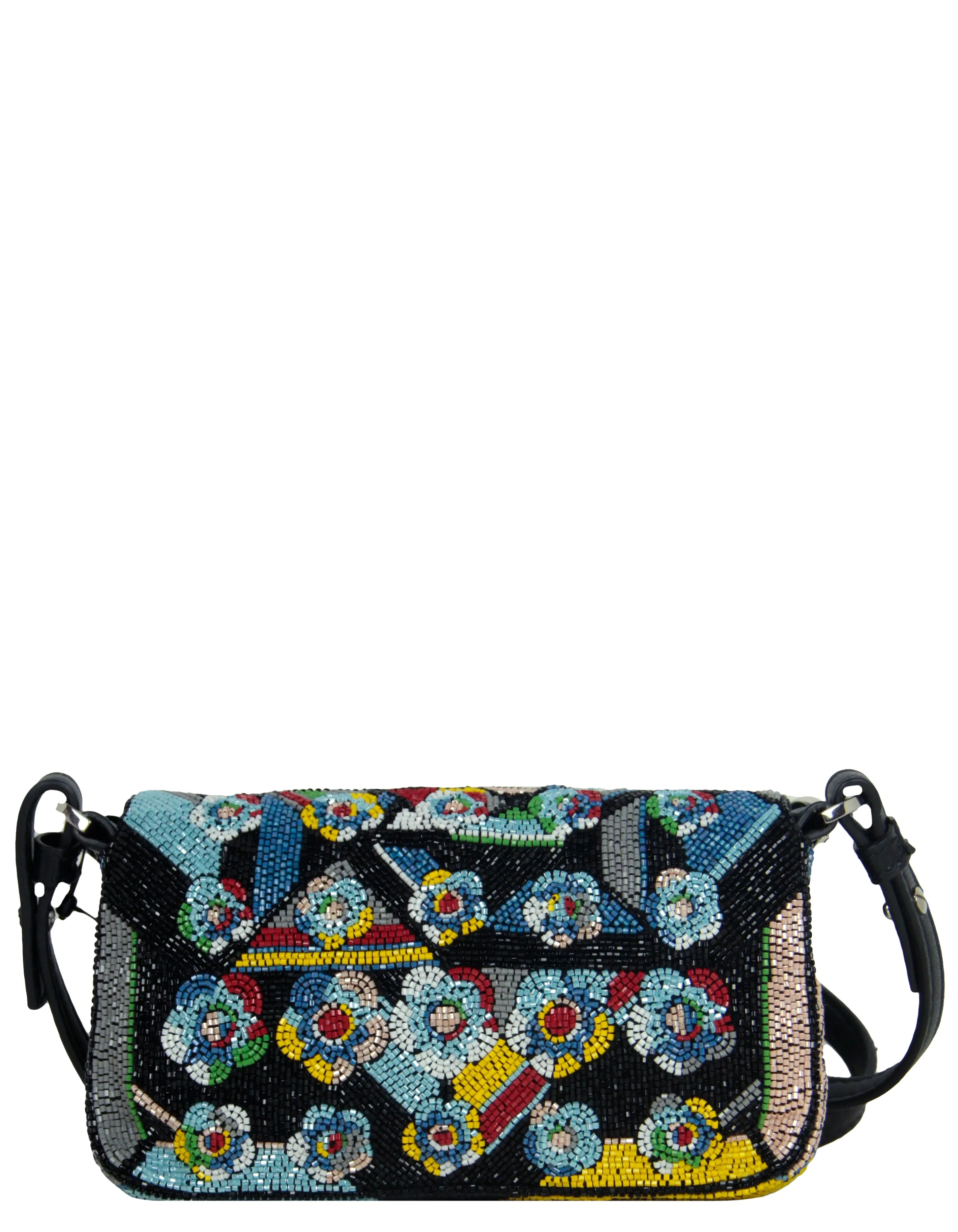 Fendi NWT Floral Beaded Micro Mini Baguette Crossbody Bag