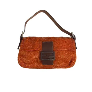 Fendi Orange Beaded Baguette Shoulder Bag