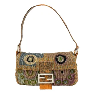 Fendi Orange Beaded Baguette