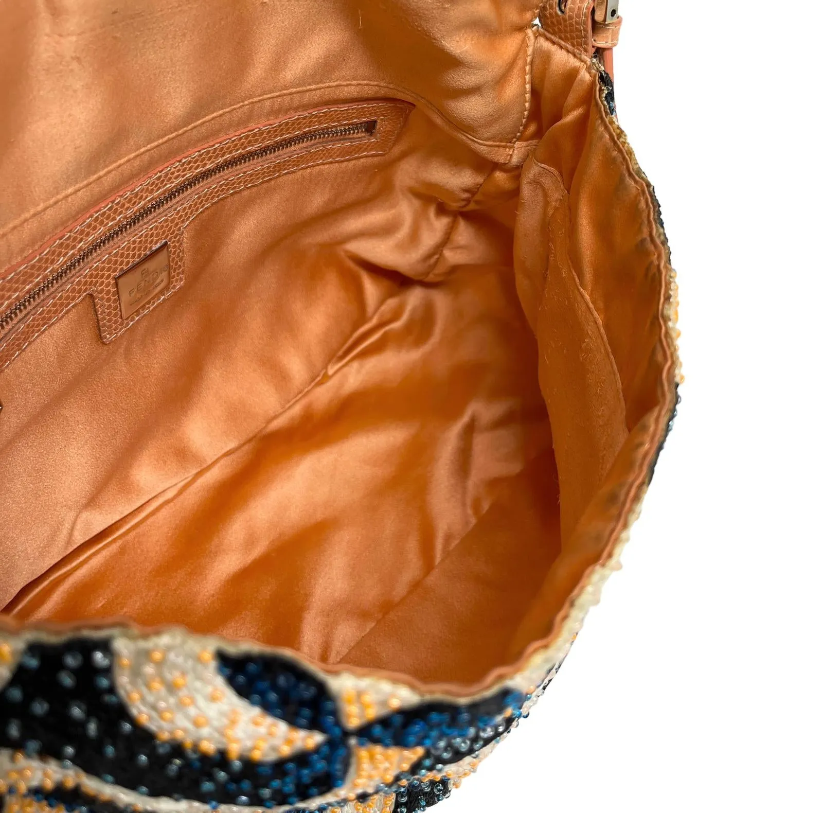 Fendi Orange Beaded Wave Baguette